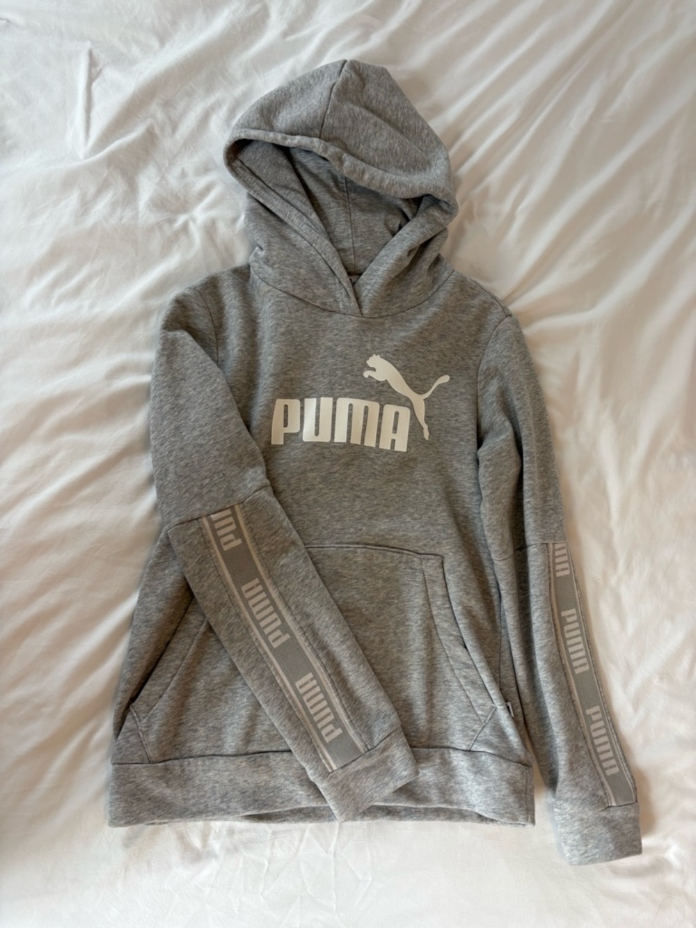 Puma Gray Pullover Hoodie with White Logo